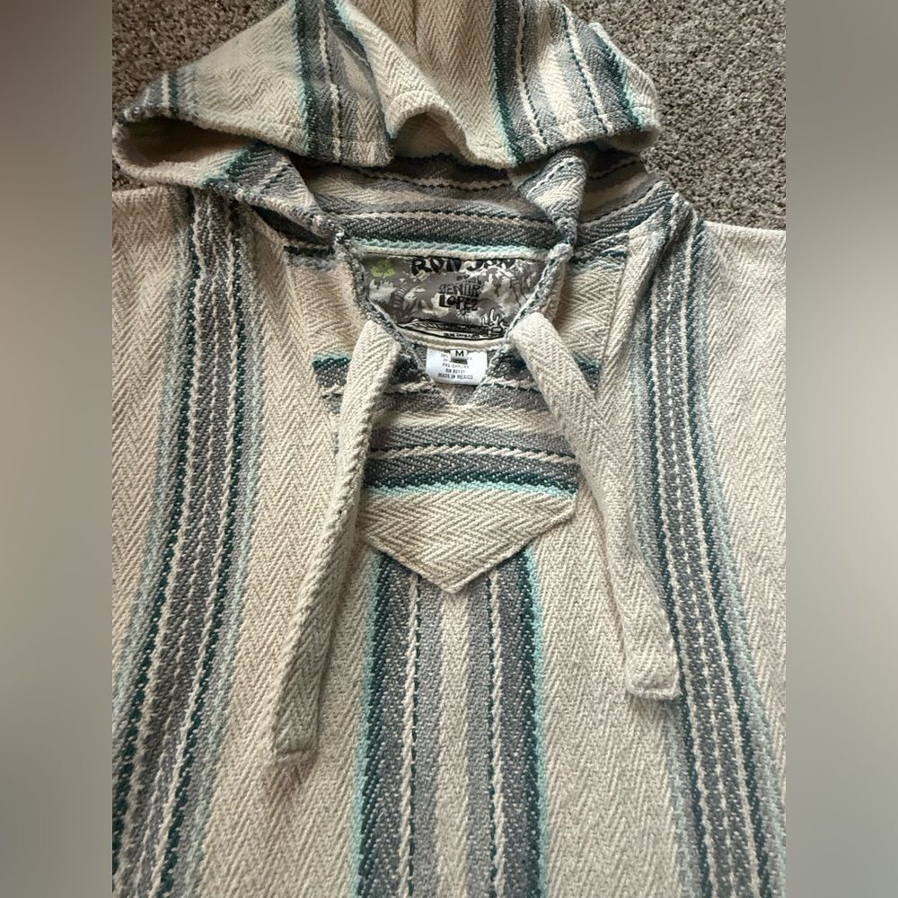Ron Jon Senor Lopez Stripe Long Sleeve Baja Mexican Hoodie Poncho Size M - Picture 4 of 11